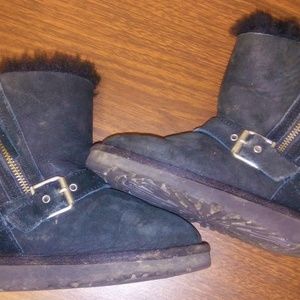UGG Kids Blaise Black  Moto Boots Size 10